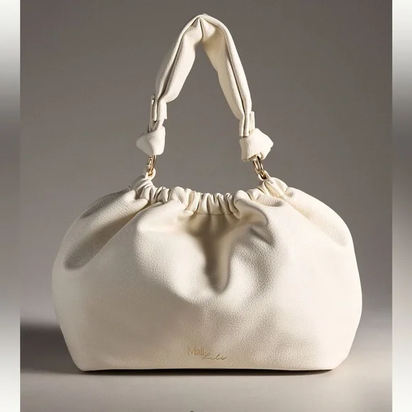 Anthropologie - Mali + Lili Nala Scrunched Faux Leather Bag Ivory Crossbody NWT - Picture 2 of 13